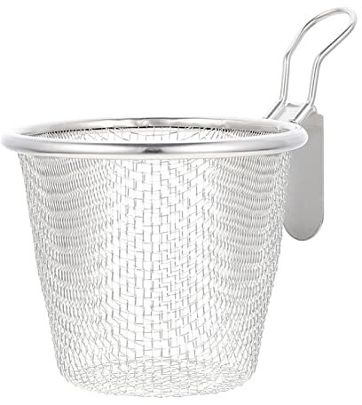 MYXJX pasta strainer, Pasta Insert Noodle Strainer Basket Mesh Food Strainer Hot Pot Strainer with Clip Rice Ramen Colander Fryer Baskets for Vegetable Cooking Baskets