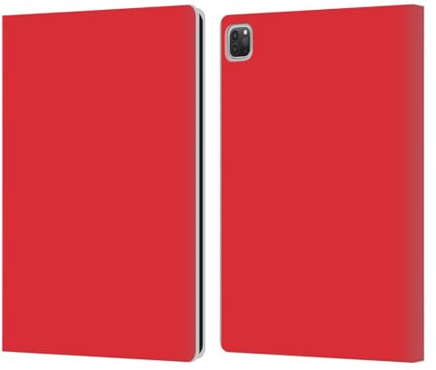 Head Case Designs Rot Blockfarben Leder Brieftaschen Handyhülle kompatibel mit Apple iPad Pro 12.9 2020/2021/2022