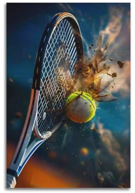 Tennis Sport Nahaufnahme, dynamischer Druck, athletisches Poster, lebendiges Leinwandbild, energetische Dekoration für Jugendzimmer, Studio, künstlerisches Wandbild, modernes hängendes Dekor-Poster