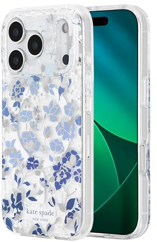 Kate Spade New York iPhone 17 Pro Case - Compatible with MagSafe - Designer Phone Case - Flowerbed Blue Gems