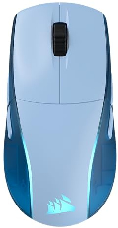 Corsair M75 Souris de jeu légère sans fil RVB pour Mac, 26 000 DPI, boutons latéraux interchangeables, commutateurs optiques, compatible iCUE, bleu glacial