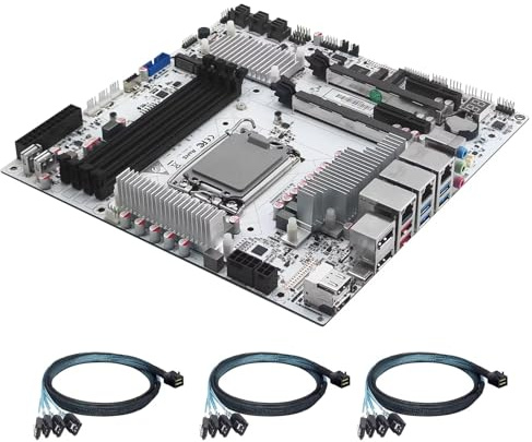 Glovary W680 Micro ATX Mainboard LGA1700, 12 Bay NAS Motherboard, 4 x ECC UDIMM DDR5, Barebone, 3 LAN (vPro 2.5GB + 10GB + 2.5GB), 3 x M.2 NVMe Slot, 2 x PCIe x16, 4USB3.2, 5 Display