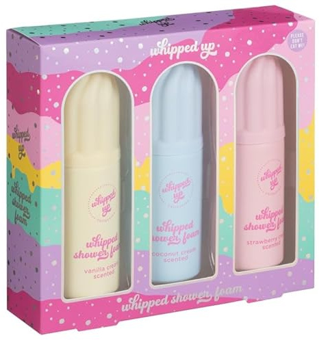 New Whipped Up Shower Foam Collection – Trio of 3 x 150ml Foams in Vanilla , Coconut & Strawberry Cream, Indulgent Self-Care Set, Ideal for Christmas, Birthdays & Everyday Treats -A64