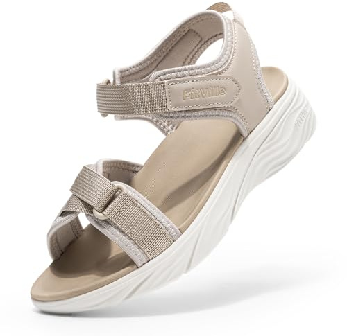 FitVille Sandales Femme à Largeur de Pied et Semelle Épaisse, Confortables et Amortissantes - Sandales d'été avec Fermeture Réglable
