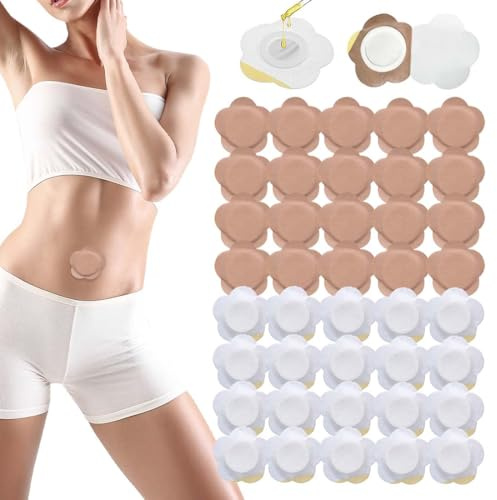 ZORTVUL 40 Piezas Castor Oil Pack De Tela No Tejida, Compresa Autoadhesiva, Suave Y Transpirable, Para Trabajo, Deporte Y Viaje