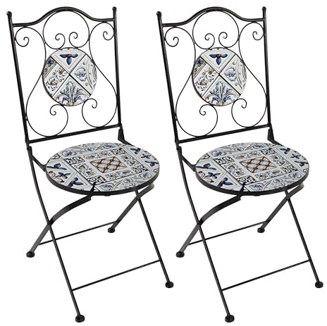 AXI Amélie 2 Bistrostühle, Set mit 2 Bistrostühlen in Zartblau, Klappbar | Gartenmöbel im Bistrostil, Bistrostühle mit Mosaikmuster für Garten/Balkon/Terrasse