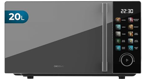 Cecotec Mikrowelle, 20L, Proclean 6030, Schwarz, Leistung 700 W | 8 Programme, 10 Leistungsstufen, Farb - Touchscreen, Timer, Drehteller 255 mm