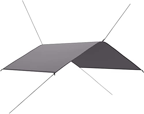 Lona exterior de 4 x 4 m, color gris, lona sombreada playa, parque impermeable, alfombra de pícnic, lluvia hamaca, tienda camping poliéster 180T con revestimiento PA, 6 tacos y 6 cuerdas