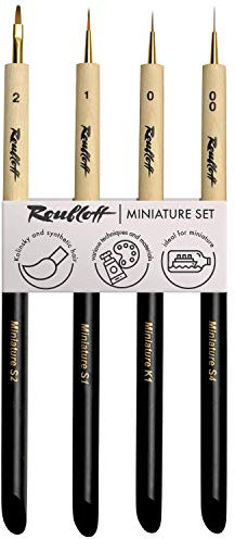 Set de Pinceaux Peinture Miniatures Professionnels - Tailles 00/0 / 1/2 - Aquarelle Fabriqués à Partir de Poils Kolinsky et Synthétiques avec Manche Verni - Fabriqué