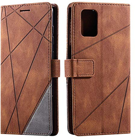 SONWO Hülle für Samsung Galaxy A71, Premium Leder PU Handyhülle Flip Case Wallet Silikon Bumper Schutzhülle Klapphülle für Galaxy A71, Braun