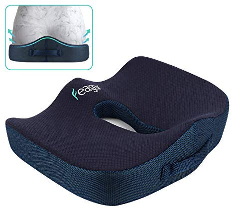 Feagar Sitzkissen, Ergonomisches Sitzkissen Stuhl, Orthopädisches Sitzkissen Auto, Steißbeinkissen Autositzkissen aus Memory Foam für Bürostuhl Auto Sessel, Blau