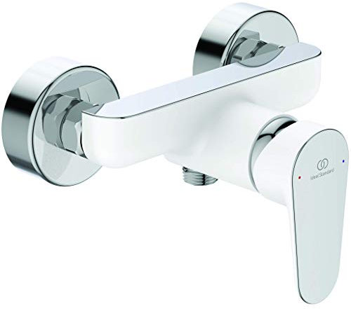 Ideal Standard Tyria Mitigeur Douche Mural Blanc Certifié NF avec Plage de dépose Economie d’eau BC156HO