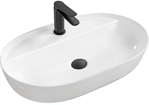 Rea Aufsatzwaschbecken Aura Waschtisch Handwaschbecken Waschschale Waschbecken für Badezimmer aus hochwertiger Keramik 605 x 405 x 135 mm (weiß)