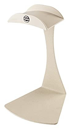 K&M 16075 Over Ear Headphone Table Tripod - Sand Beige Steel - with Rubber Pad and Slim Silhouette