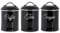 Innoteck Essentials Tea, Coffee, Sugar, Canister Set - Decorative Kitchen Food Storage - Easy to Open Airtight Lids - Storage Tin for Your Favorite Tea, Sugar, and Coffee - Set of 3 Canisters Black