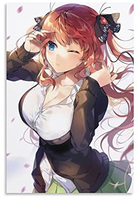 Nakano Nino Anime-Poster 5 Toubun No Hanayome 4 Bilder Druck Leinwand Poster Wandfarbe Kunst Poster Dekor Moderne Home Kunstwerke Geschenkidee 20 x 30 cm