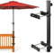 Terrassen-Schirmhalter, robust, verstellbar, Edelstahl, Sonnenschirmklemme, Fahnenmast, fester Clip für Deck, Strand, Balkon, Bank, Outdoor-Geländer, Schwarz (passend für max. Außendurchmesser 4 cm)
