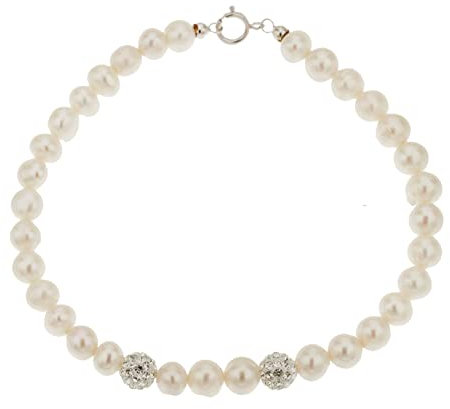 Bracciale donna perle sfere di resina chiusura oro bianco 18 kt gioielli donna perle made in Italy