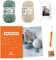 myboshi Häkelset-Bundle Spielzeug Schildi, Spieluhr und Schmusetuch, inkl. No.2 Wolle, Nadel und Anleitung, original Label, Häkelpaket, 85% Baumwolle, 15% Kapok Grün mit Häkelnadel