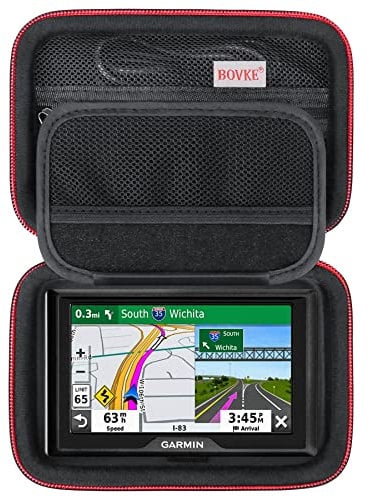 BOVKE Navi Case für 5-5.5 Zoll Tomtom Navigationsgerät GO, Garmin DriveSmart 55/Drive 51/52/53, Garmin zūmo XT/zūmo 396 Navigationsgerät, Extra Platz Platz Auto Ladegerät,USB Kabel, schwarz