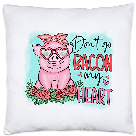 Hey!Print Don't Go Bacon My Heart Kissen Inkl Füllung Sarkasmus Valentinstag Süßes Schwein Geschenkidee Couple Liebe