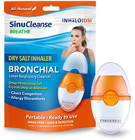 SinuCleanse Inhalo Bronchial Dry Salt Inhaler, 100% All-Natural Salt Crystals Help You Breathe Easier, 1 Portable Respiratory Inhaler