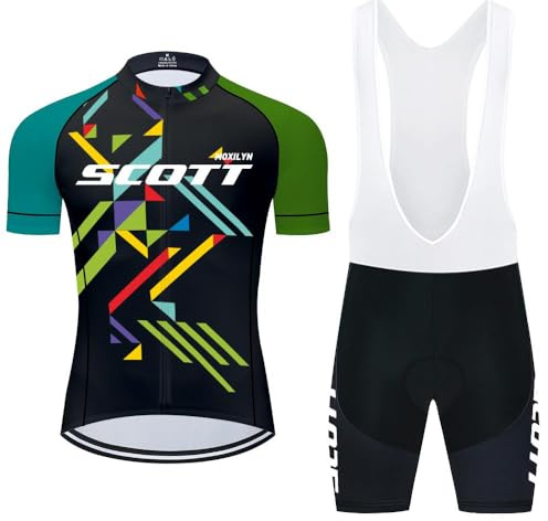 Moxilyn Fahrradtrikot Kurzarm Set für Herren Radtrikot T Shirt Radsport Radtrikot Set Fahrrad Trikot Kurzarm+Radhose mit 4D Gel,Ursprüngliche Gaze Radjacke und Radhose,MTB Radtrikot