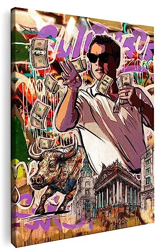 Artmazing | Motivation Wandbild | Wolf Of Wall Street Leinwand | Motivationsbilder | Leinwand XXL | Bilder Wohnung | Wolf of Wall Street Bild | Leonardo DiCaprio Poster | Börsenposter