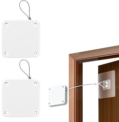 EULAPGOE Chiudiporta Automatico, 2 Pezzi Chiudiporta Automatico, Chiudiporta Senza Forare, Chiudiporta con Cavo di Trazione da 1000g, per Porta della Stanza, Porta del Giardino