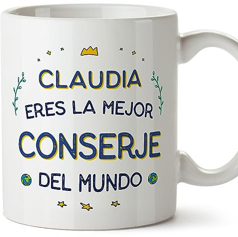 MUGFFINS Tazas Personalizadas para CONSERJE mujer - En Español - Mejor del Mundo - 11 oz / 330 ml - Regalo Personalizable original y divertido