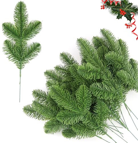 Rami di Pino Natalizi Rami Decorativi Albero di Natale Decorazioni Natalizie per la Casa 20 Pz Aghi di Pino Verde Natalizio Abete Decorazione Natalizia Fai Da Te Ramo di Pino Natalizio per Corona