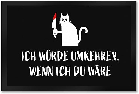 speecheese Böse Katze Fußmatte XXL in 50x75 cm mit Spruch Ich würde umkehren für Männer und Frauen zur Einweihungsparty abweisend Fußabtreter drohen Türmatte neckisch