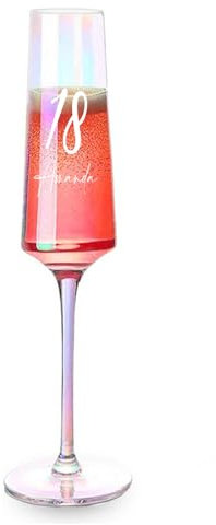 ukgiftstoreonline Personalised 18th Birthday Iridescent Champagne Prosecco Glass Gift