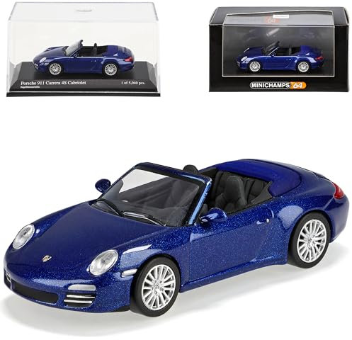 Generisch Porsche 911 997 Carrera 4s Cabrio Segel Blau 1/64 Minichamps Modell Auto Modellauto