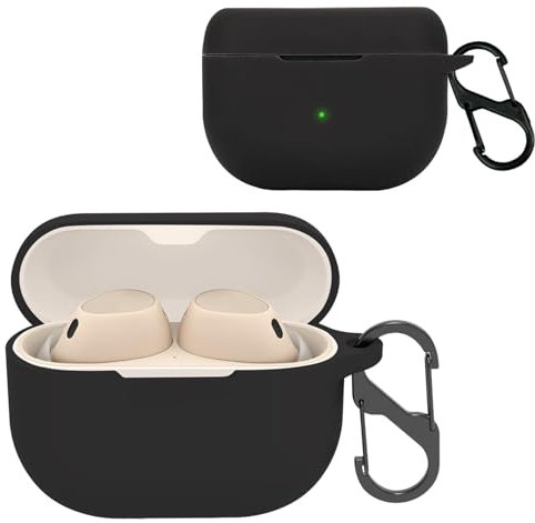 KZIOACSH Silicone Case for Jabra Elite 10/Elite 8 Active, Ultra-thin Shock-Absorbing Wireless Earbuds Protective Case Lightweight Waterproof Anti-Lost Earphones Skin Cover with Keychain Hook, Black