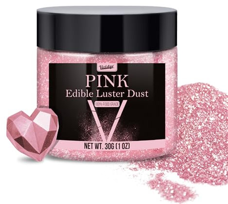 Edible Glitter - 30g / 1oz Luster Dust Edible Glimmer Powder for Sparkling Drinks, Foods, Wine, Cake - Food Grade Shimmer Dust Powder for Baking, Beverage, Cookies Decoration (Pink)