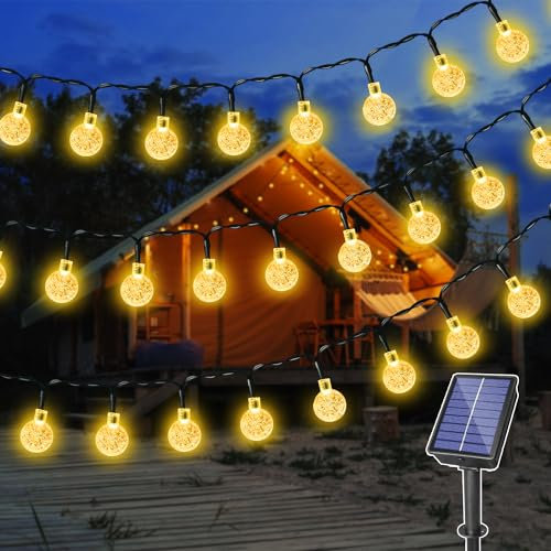 Ollny Solar Lichterkette Aussen wetterfest 8M 60 LED, IP65 wasserdicht Lichterkette Außen Solar mit 8 Modi, Solar Lichterkette Outdoor für Garten Terrasse Balkon Hochzeit(Warmweiß)