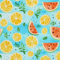 HEKO PANELS Stoff Oxford Wasserdichte Meterware Polyester Nähstoff Dekostoffe Handwerken Wasserabweisend Blickdicht Zitronen Wassermelonen Aquarell Wasserfarbe 1 Meter 155 x 100 cm DX2209