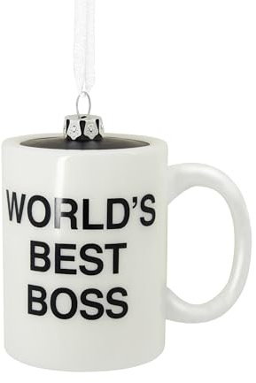 Hallmark The Office World's Best Boss Tasse à café en verre soufflé Décoration de Noël