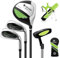 COSTWAY Set di Mazze da Golf per Bambini 8-10 Anni, Set Allenamento Golf con Sacca da Golf, Fodera Impermeabile, Driver 1, Ferro 7, Ferro S e Putter per Bambini e Bambine, Destrorso(Verde)