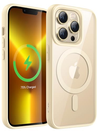 JETech Magnetic Case for iPhone 13 Pro 6.1-Inch Compatible with MagSafe, Shockproof Phone Bumper Cover, Solid Color Matte TPU Frame, Anti-Scratch Clear Back (Beige)