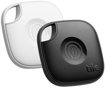 Tile by Life360 Mate (2024) – Bluetooth-Tracker, Schlüssel- und Gegenstandsfinder für Schlüssel, Taschen und mehr. Handy-Finder. iOS- & Android-kompatibel. Handy-Finder. 2er-Pack (Schwarz/Weiß)
