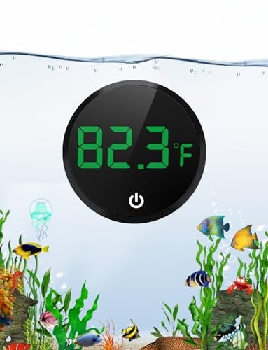 Pitasha Termometro acquario, termometro digitale per acquario, termometro wireless con touch screen a LED, misurazione elettronica precisa della temperatura, per rettili d'acqua dolce e marina