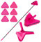 JEHONN Wall Mop with Long Handle 202 cm, Upgraded 180° Collapsible Baseboard Cleaner Tool with Squeegee, Ceiling Duster with 3 Microfiber and 3 Chenille Pads for Cleaning Window, Cabinet (Rose Red)