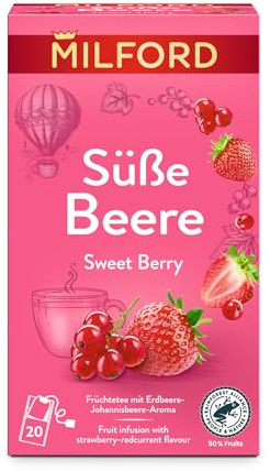 MILFORD Süße Beere | Früchtetee mit Erdbeere-Johannisbeere-Aroma | 20 Teebeutel