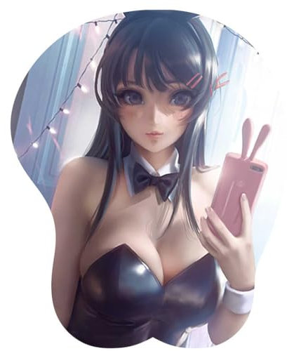 GUANBBD-Anime Sakurajima Mai 3D Mauspad mit Handgelenkauflage Gaming Mauspads Rutschfestes Mauspad 3D Mauspads 3D Ergonomisches Mauspad-Mousepad 774
