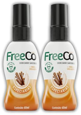 Freeco Pack de 2 – Bloqueador de Olores WC (Before You Go) – Neutraliza malos olores al instante – Spray natural y eficaz – Frescura duradera – Ideal para hogar, oficina, restaurantes – Aroma Especias