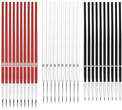 Yilingjc Fine Detail Paint Brush Set,30 Pcs/Set Tiny Detail Paint Brush with 3 Size #0#00#000 Nylon Hair Paint Brushes for Detailed Watercolor Acrylic Oil Painting