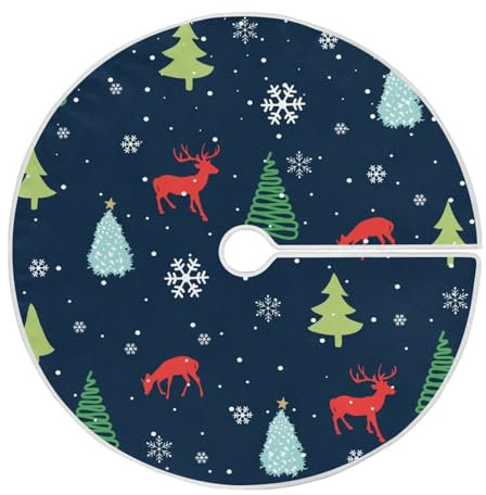 Ewusp Base per albero di Natale, cervo, 122 cm, grande tappetino per albero di Natale, ornamenti di Natale per interni ed esterni, decorazioni per feste