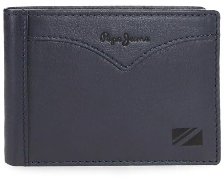 Pepe Jeans Jacket Portefeuille Horizontal avec Porte-Monnaie Bleu 11,5 x 8 x 1 cm Cuir by Joumma Bags, Bleu, Talla única, Portefeuille Horizontal avec Porte-Monnaie